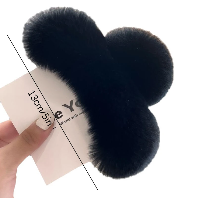 Plush Bunny Fur Hair Clip for Women 6 Plush Bunny Fur Hair Clip for Women - Image 6
