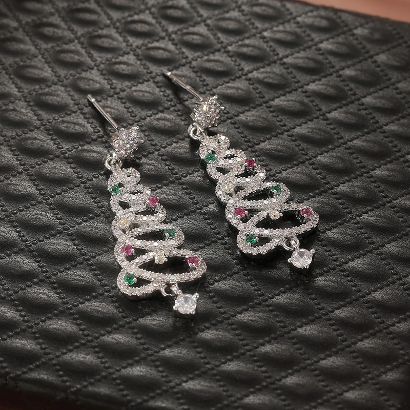 Sparkling Geometric Christmas Tree Earrings 6 Sparkling Geometric Christmas Tree Earrings - Image 6