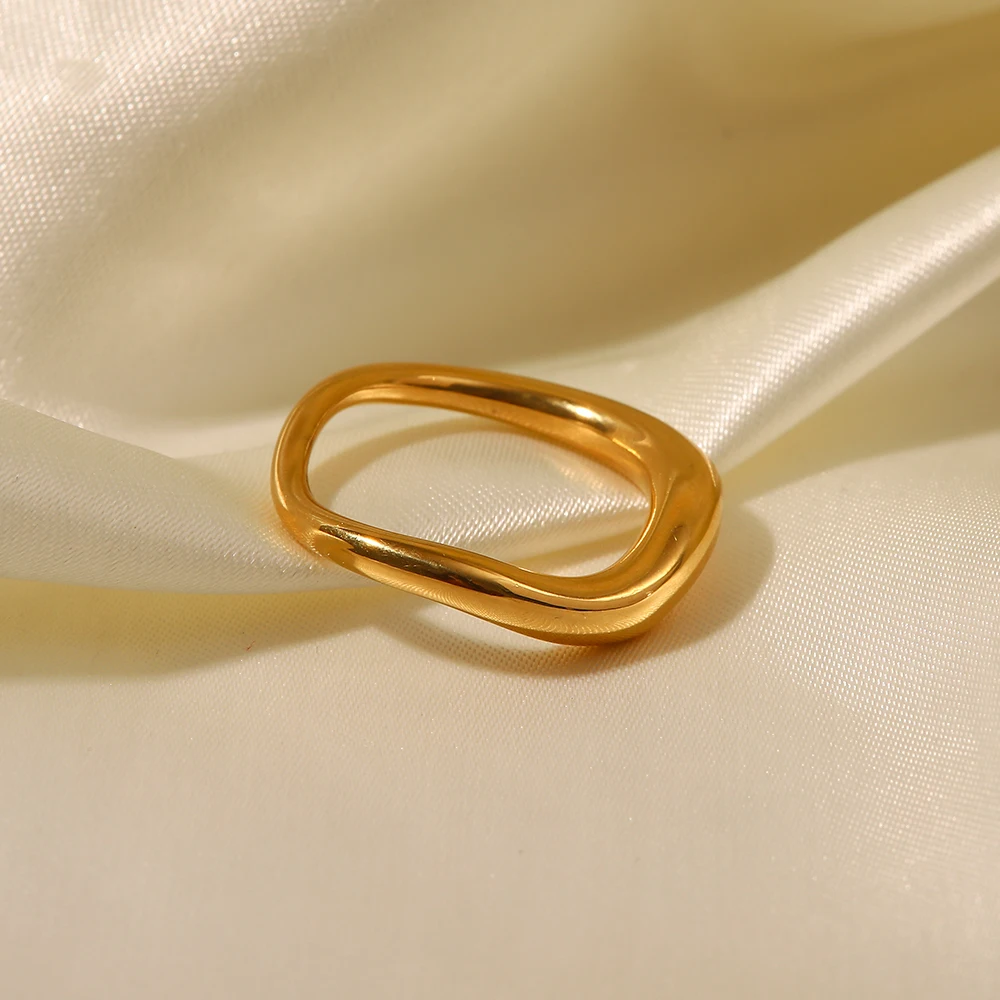 Stylish Gold Stainless Steel Wavy Ring 3 Stylish Gold Stainless Steel Wavy Ring - Image 3