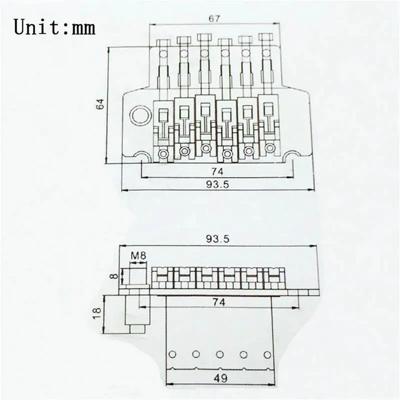 Chrome Fixed Double Shake Tremolo System Bridge 4 Chrome Fixed Double Shake Tremolo System Bridge - Image 4