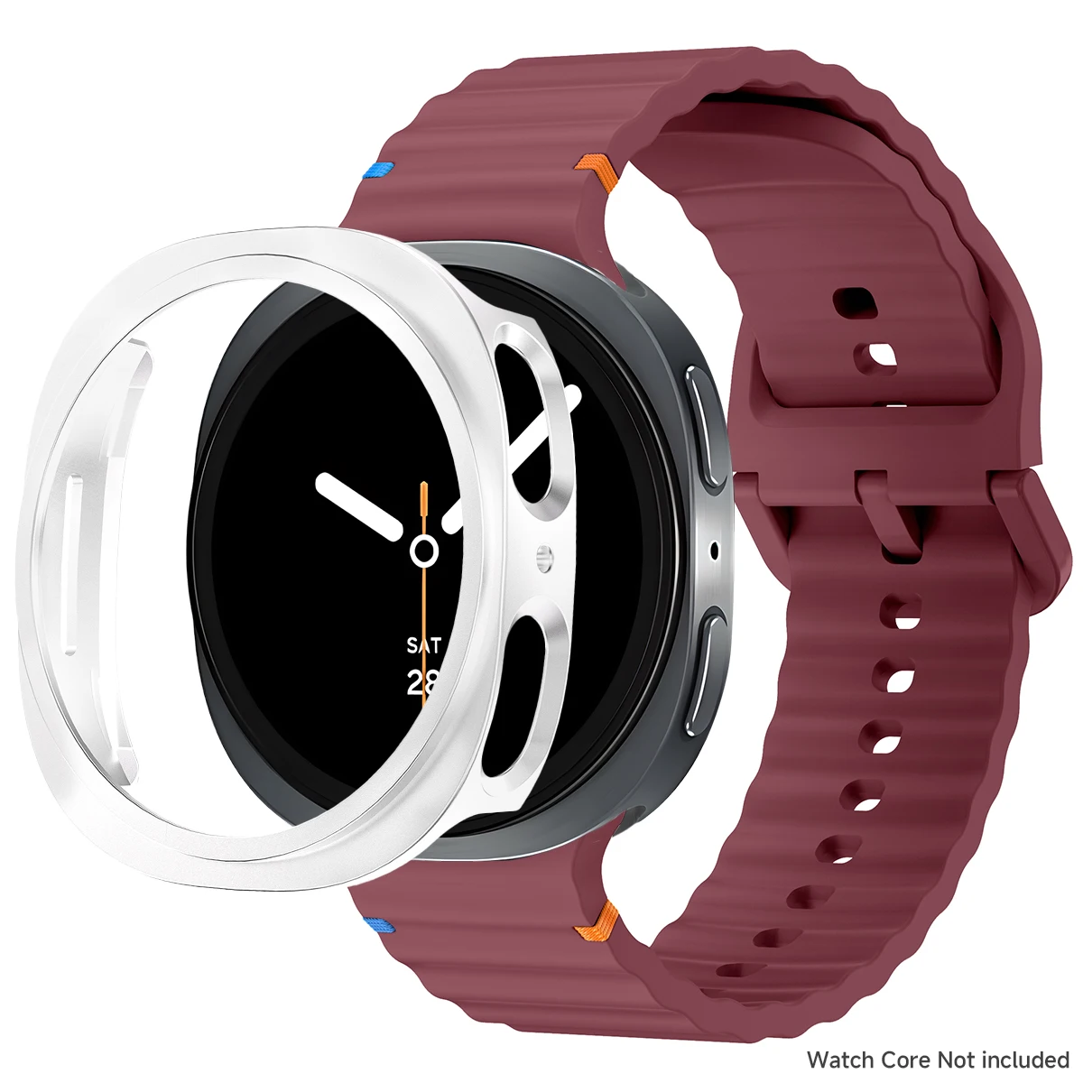 Pink Silicone Strap and Cover Set for Galaxy Watch 8 9 Pink Silicone Strap and Cover Set for Galaxy Watch 8 - Image 9