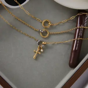 Stainless Steel Gold-Tone Necklace for Women 14 S7de3f07f83c54830970b95b3c34cac5ex