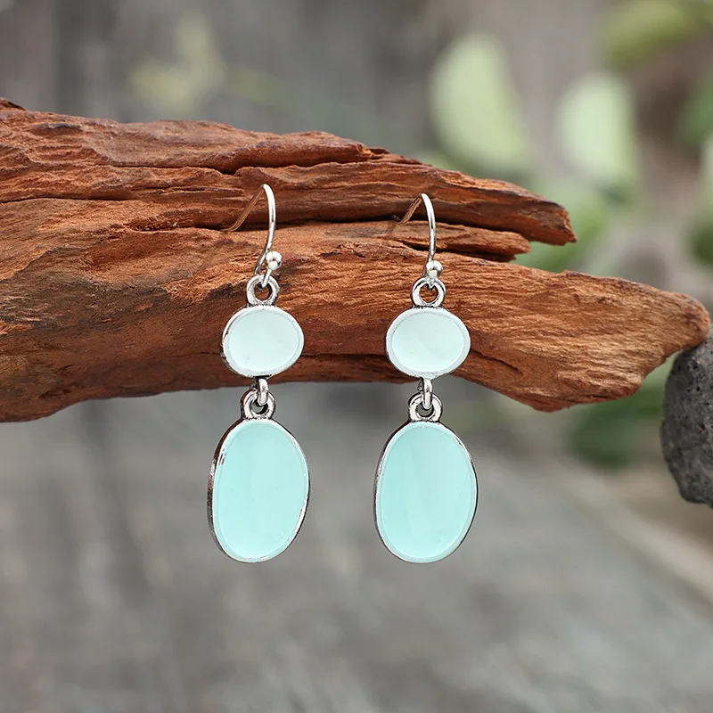 Vintage Silver Drop Earrings with Blue Patterns 3 Vintage Silver Drop Earrings with Blue Patterns - Image 3