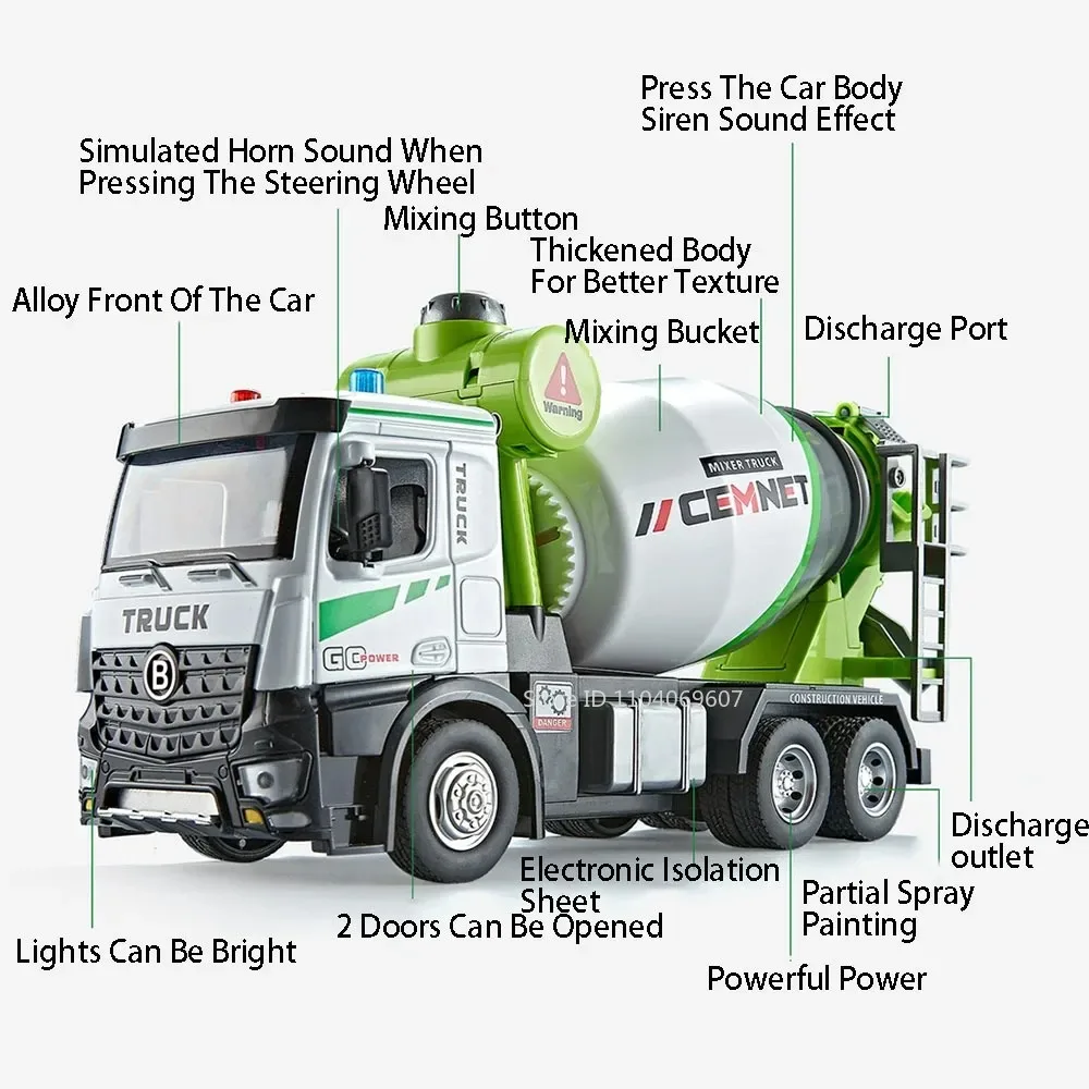1:24 Scale Diecast Garbage and Mixer Trucks 6 1:24 Scale Diecast Garbage and Mixer Trucks - Image 6