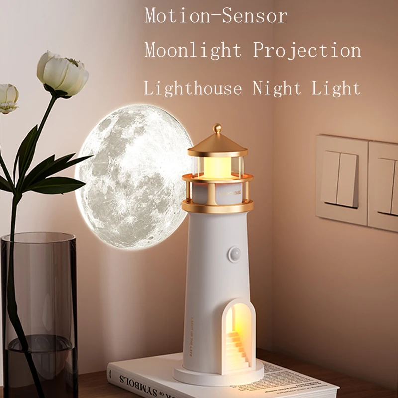 Moon Lighthouse Projection Lamp with White Noise 4 Moon Lighthouse Projection Lamp with White Noise - Image 4