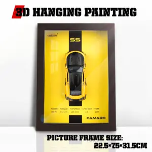 3D Car Wall Art with Dark Wood Frame 13 S7ec73a8e204b45bfbe7be6983c92f8ab1