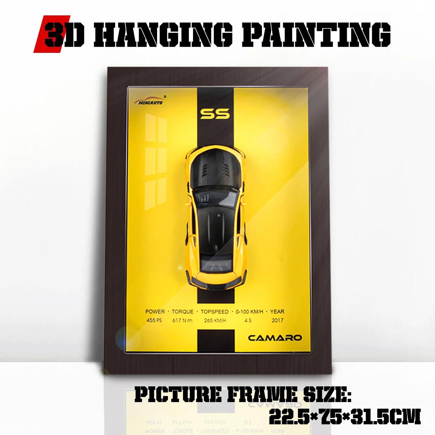 3D Car Wall Art with Dark Wood Frame 4 3D Car Wall Art with Dark Wood Frame - Image 4