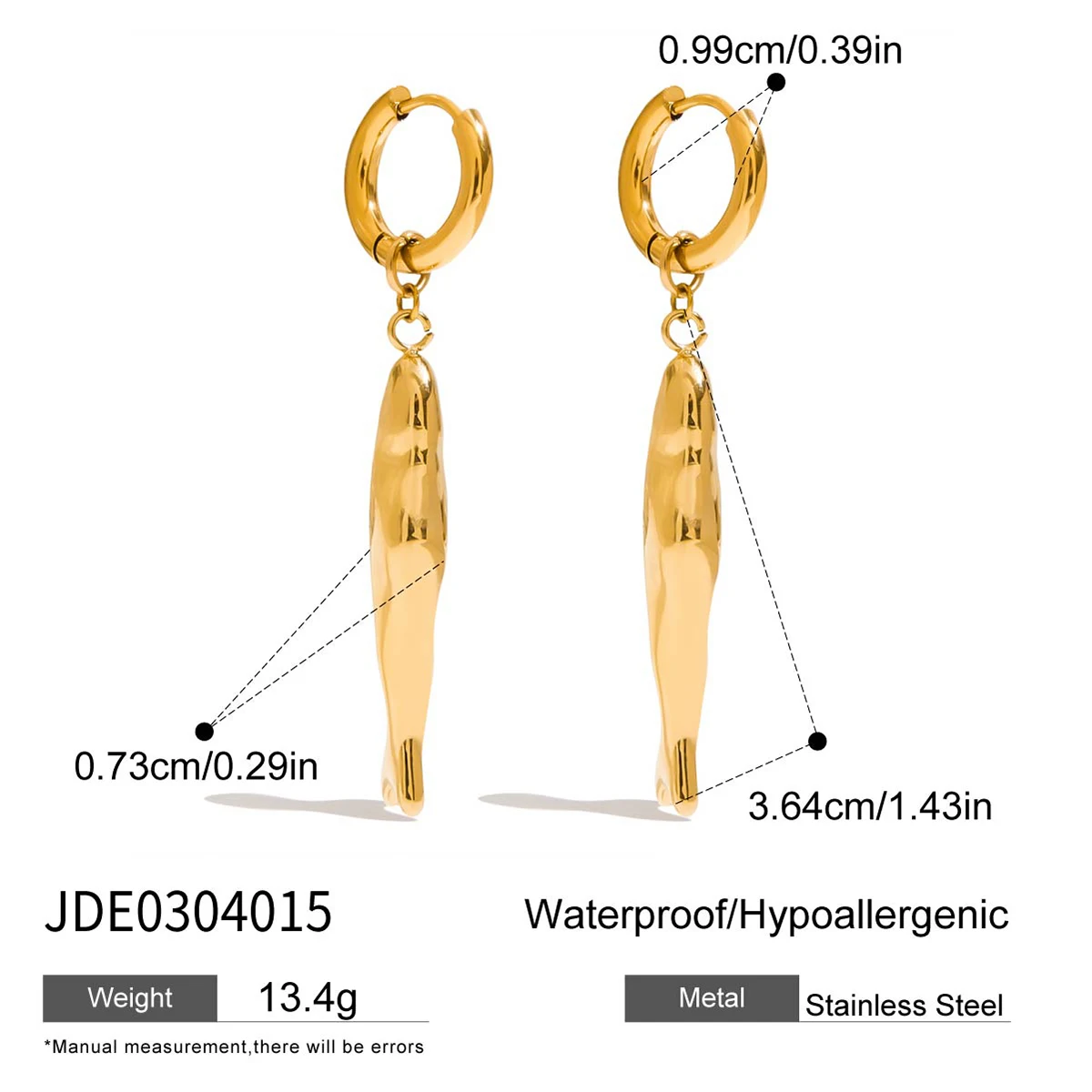 Stainless Steel Gold Fish Earrings Set 7 Stainless Steel Gold Fish Earrings Set - Image 7