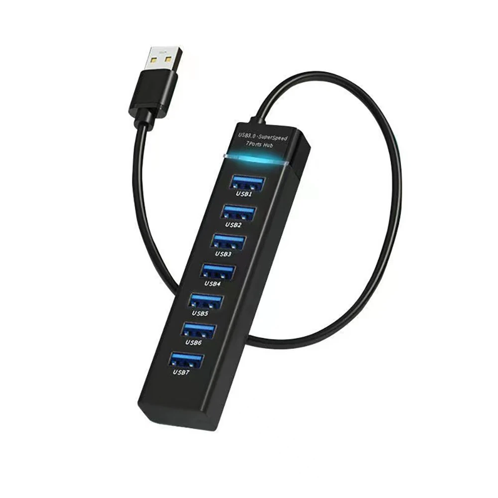 Black 7-Port USB 3.0 Hub with 30cm Cable 5 Black 7-Port USB 3.0 Hub with 30cm Cable - Image 5