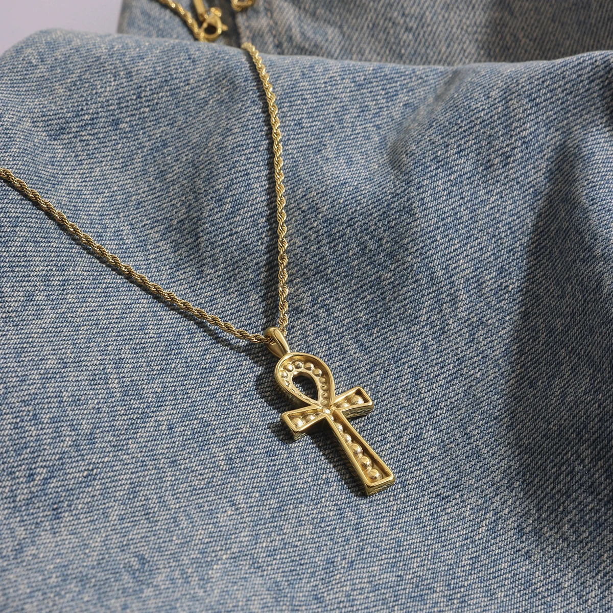 Men's Stainless Steel Cross Necklace with Rhinestones 5 Men's Stainless Steel Cross Necklace with Rhinestones - Image 5