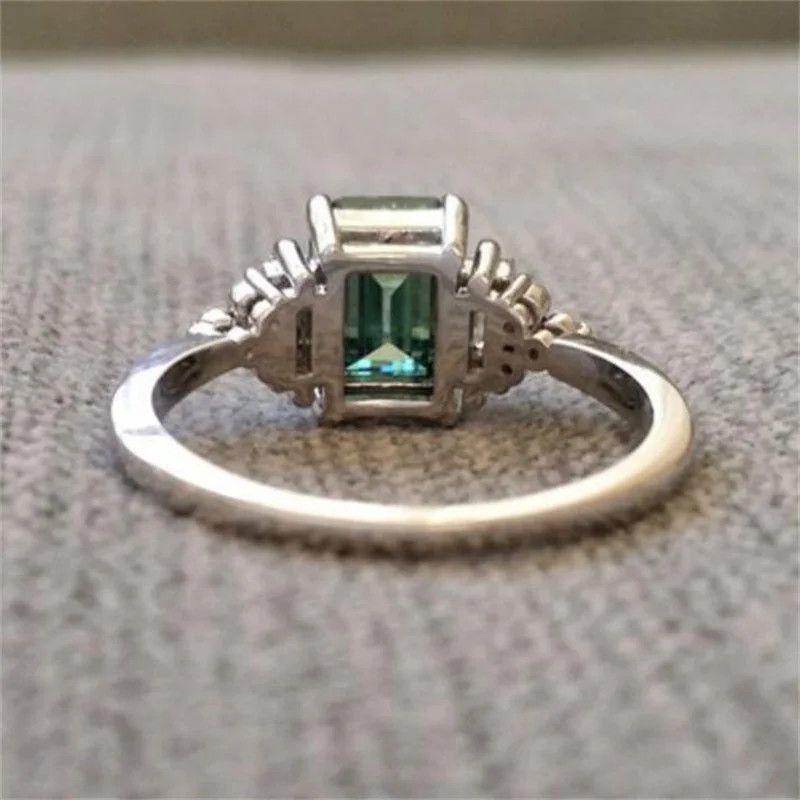 Green and White Zircon Geometric Ring 3 Green and White Zircon Geometric Ring - Image 3