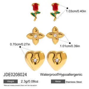 Romantic Stainless Steel Heart & Flower Earrings Set 13 S7fe538388c944098abf4a1ee304f2aefd