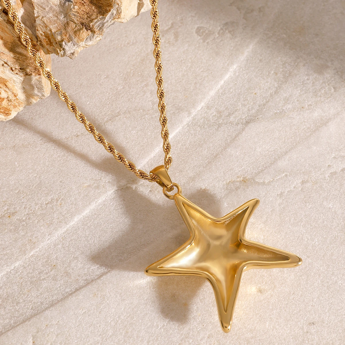 Gold Stainless Steel Starfish Necklace 5 Gold Stainless Steel Starfish Necklace - Image 5