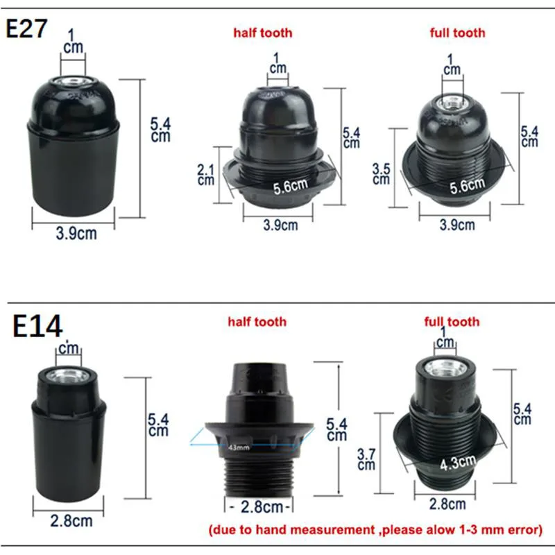 Black E27/E14 Lamp Holder for DIY Lighting 4 Black E27/E14 Lamp Holder for DIY Lighting - Image 4