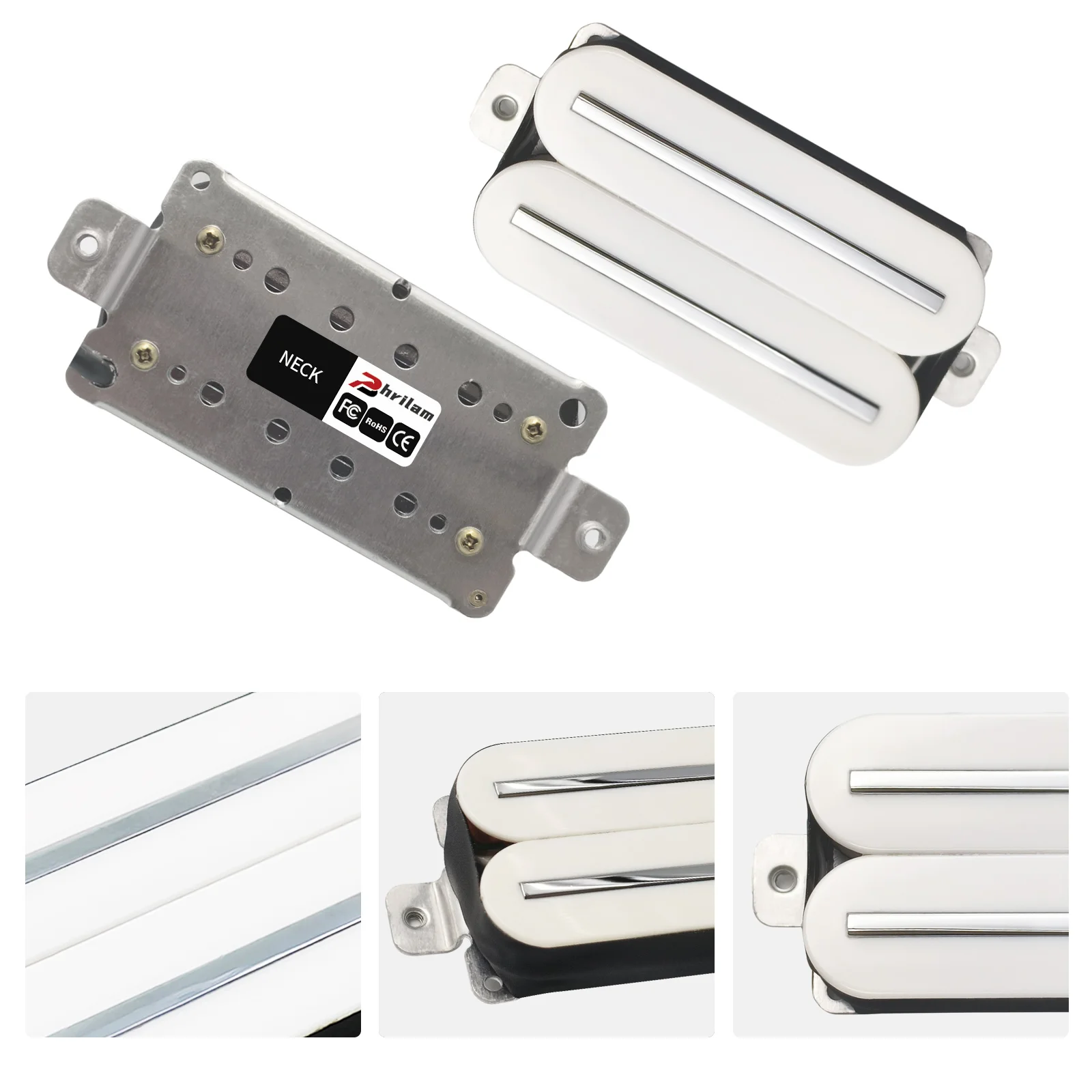 White Dual Blade Humbucker Pickup for Electric Guitars 3 White Dual Blade Humbucker Pickup for Electric Guitars - Image 3