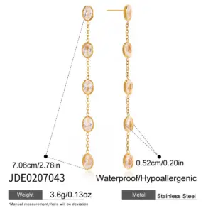 Gold Stainless Steel Oval Drop Earrings 13 S805e98fea9bf4afba23f9d7b6ca766d1W