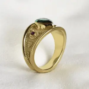 Elegant Gold Ring with Green and Red Stones 6 S8070e20d413740e998e60df963e1c892y