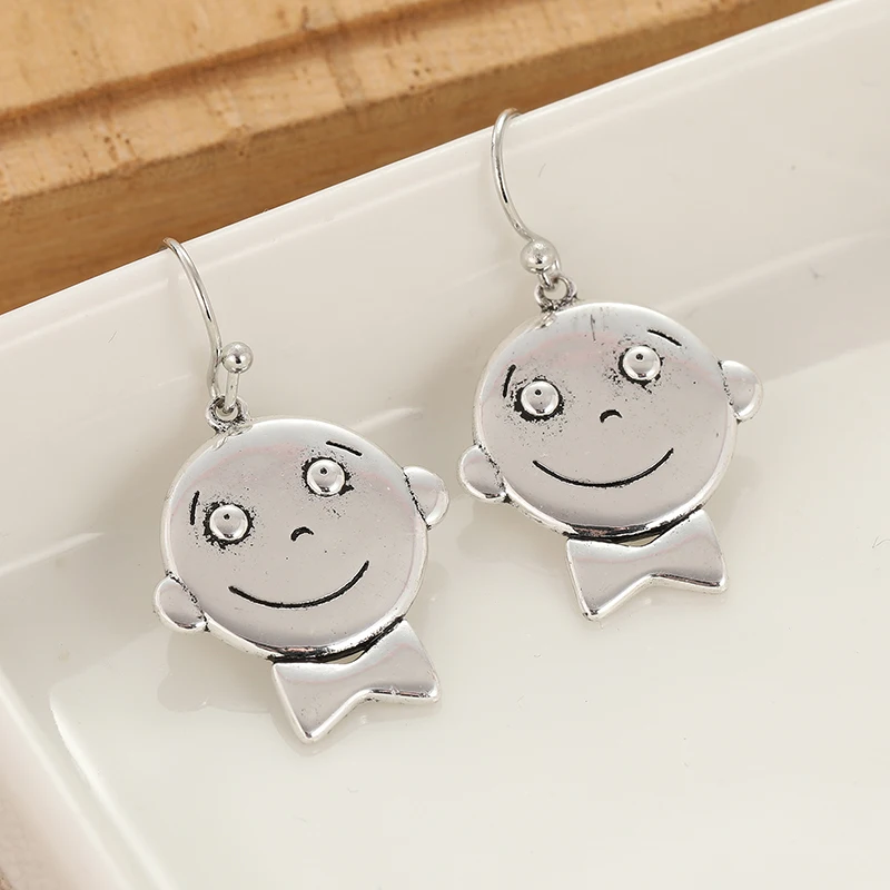 Vintage Silver Drop Earrings with Playful Faces 3 Vintage Silver Drop Earrings with Playful Faces - Image 3