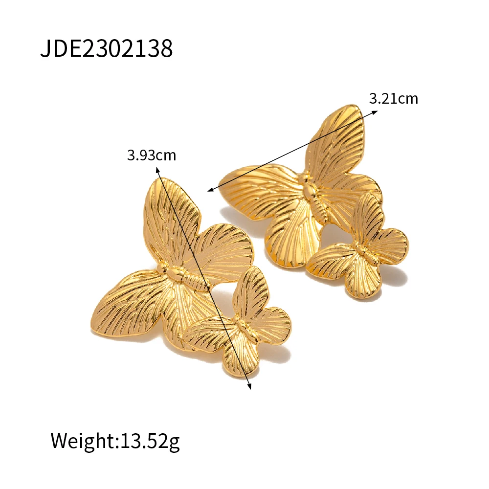 Stainless Steel Gold Butterfly Earrings 6 Stainless Steel Gold Butterfly Earrings - Image 6