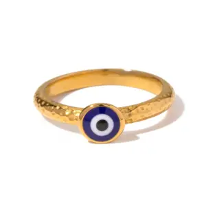 Stainless Steel Evil Eye Ring with Gold PVD 17 S8161400bb3584eb6ae8667a2e09219e1R