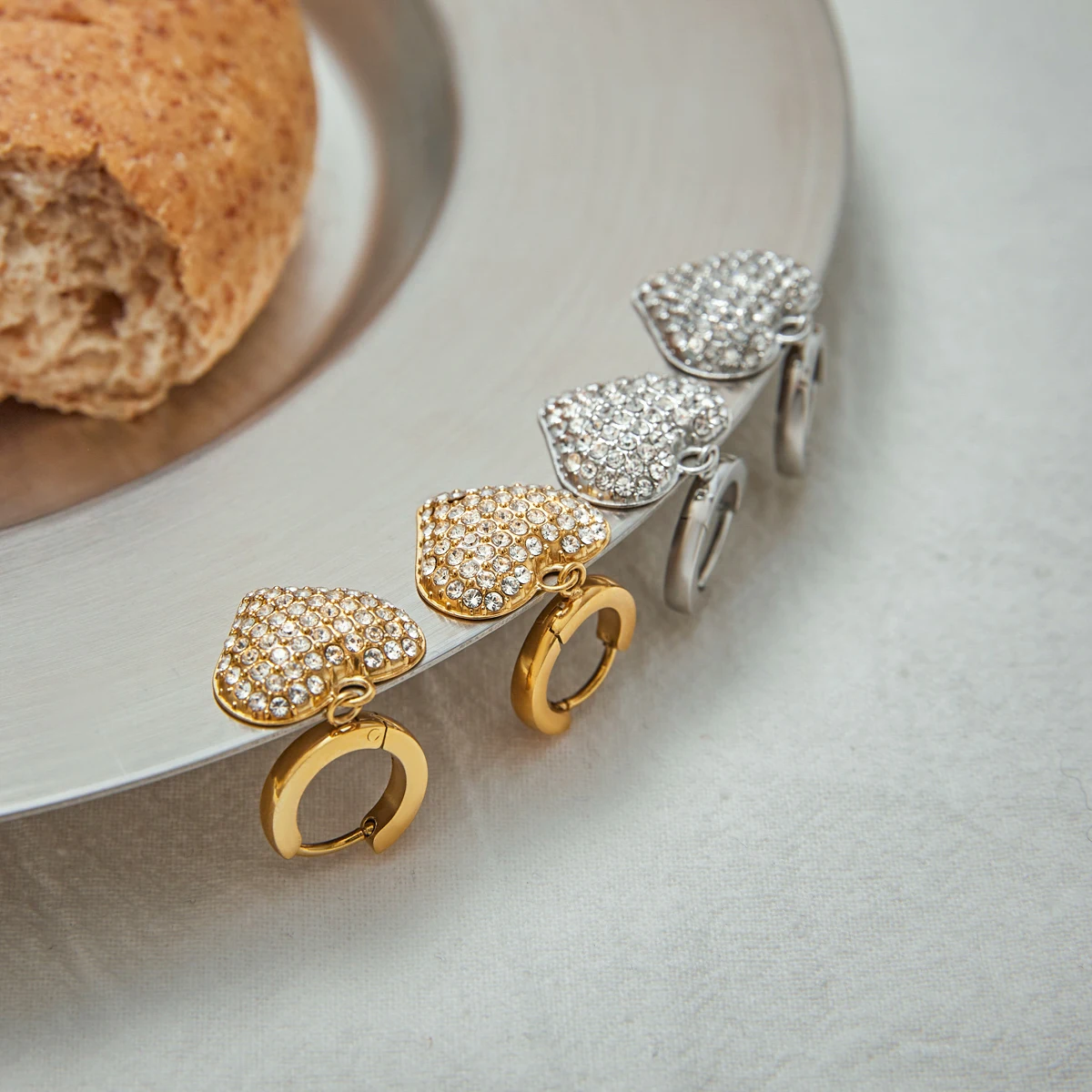 Stainless Steel Heart Drop Earrings 3 Stainless Steel Heart Drop Earrings - Image 3