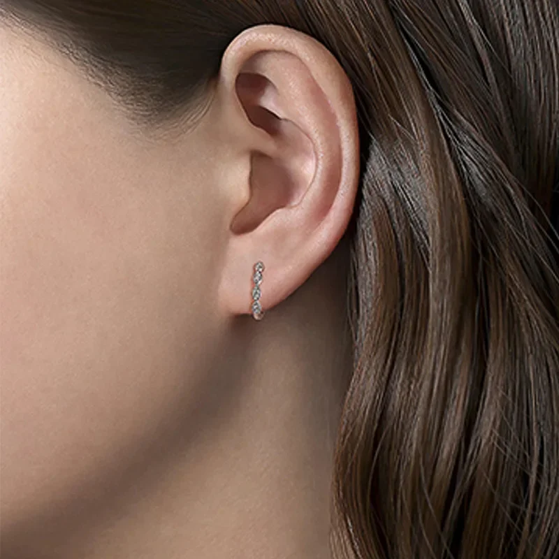 Silver Zircon Hoop Earrings LL-YS0950 3 Silver Zircon Hoop Earrings LL-YS0950 - Image 3