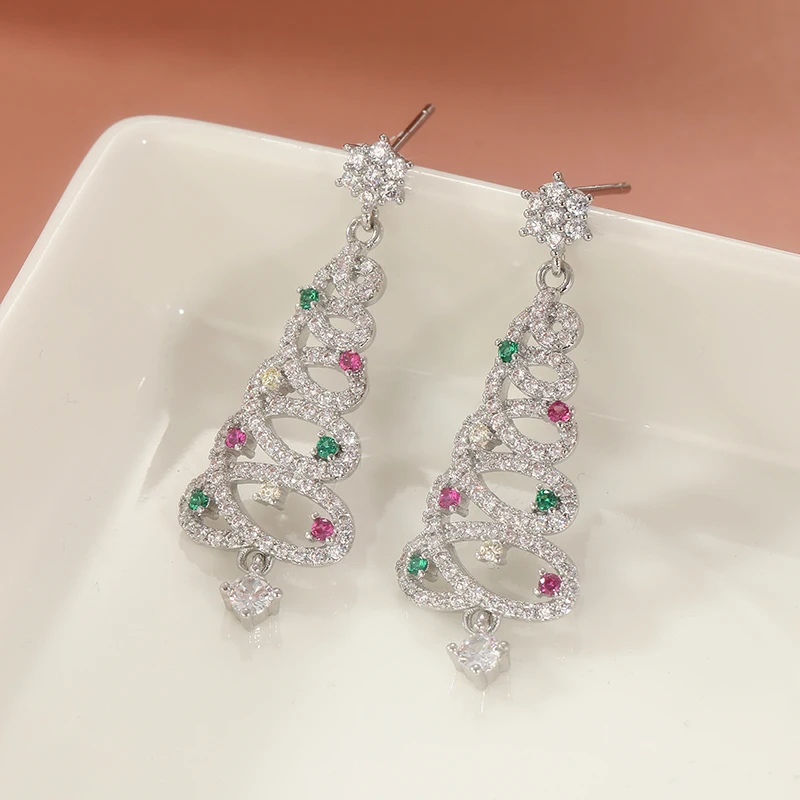 Sparkling Geometric Christmas Tree Earrings 5 Sparkling Geometric Christmas Tree Earrings - Image 5