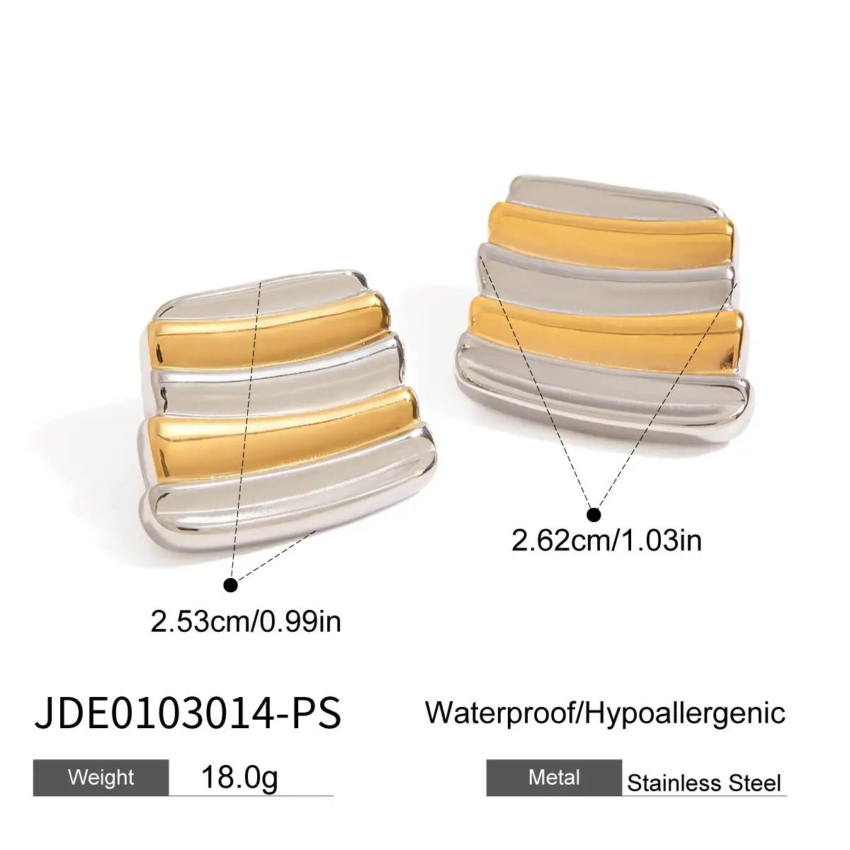 Stainless Steel Geometric Earrings 18mm 7 Stainless Steel Geometric Earrings 18mm - Image 7