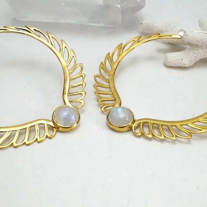 Vintage Wing Inlaid White Stone Earrings 2 Vintage Wing Inlaid White Stone Earrings - Image 2