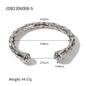 Stainless Steel Textured Cuff Bracelet JDB2306008 14 S82376a58b3a94466bc6ce553da824e18S
