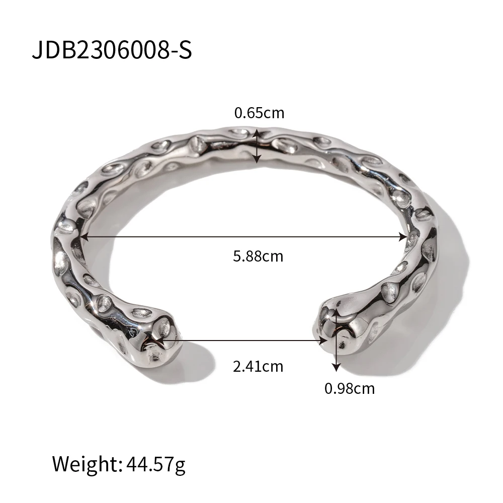 Stainless Steel Textured Cuff Bracelet JDB2306008 7 Stainless Steel Textured Cuff Bracelet JDB2306008 - Image 7
