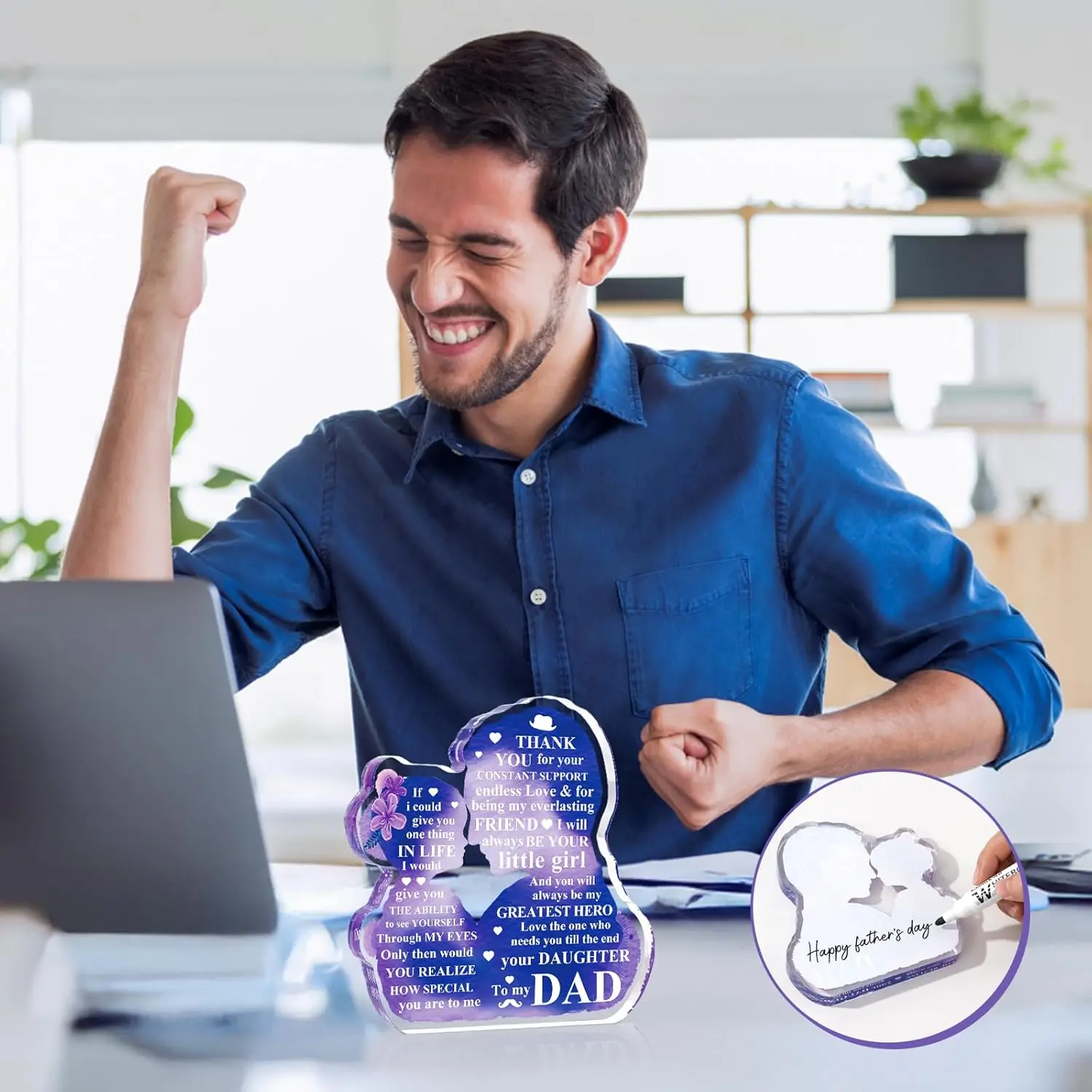 Heartfelt Acrylic Plaque for Dad with Flowers 3 Heartfelt Acrylic Plaque for Dad with Flowers - Image 3