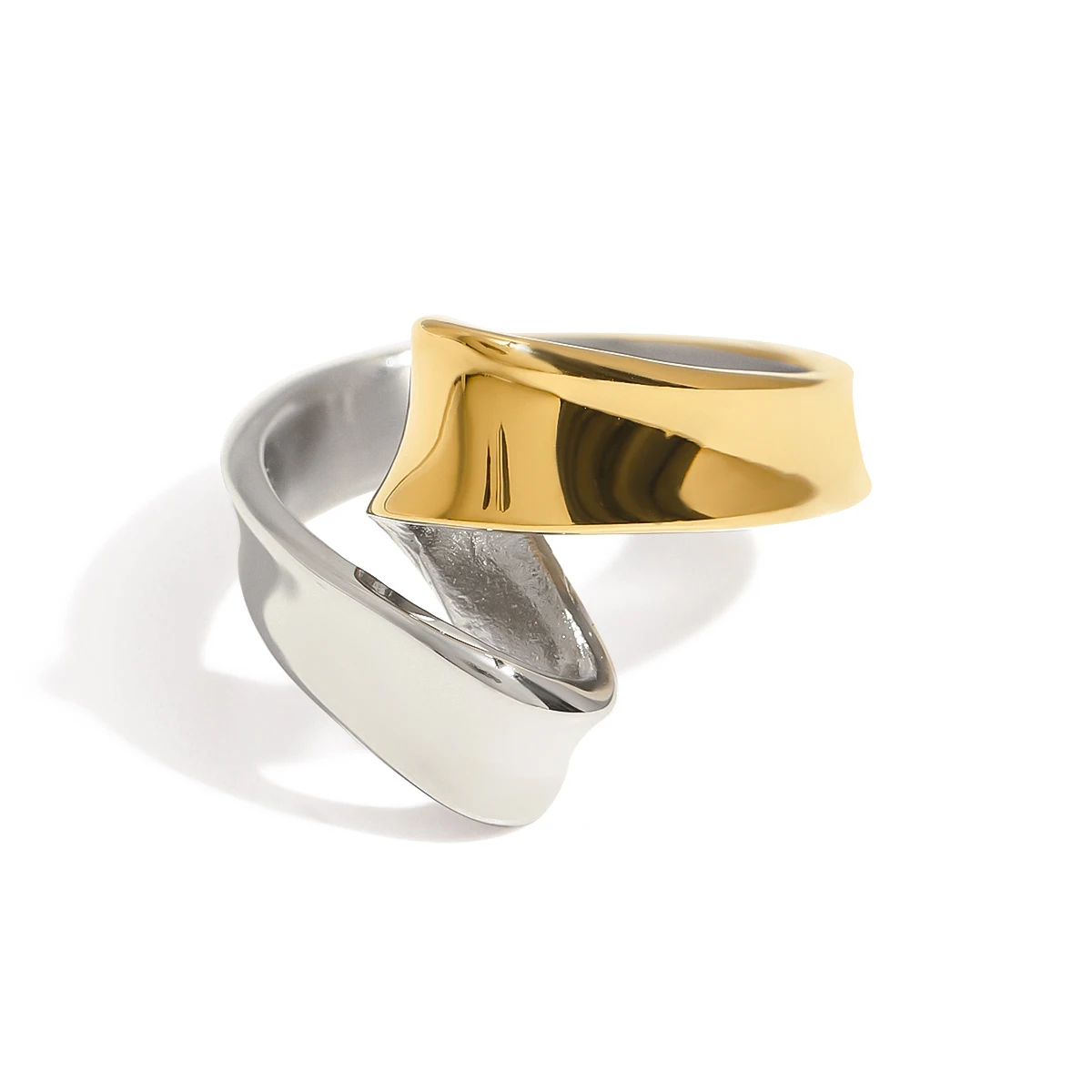 Two-Tone Geometric Stainless Steel Unisex Ring 1 Two-Tone Geometric Stainless Steel Unisex Ring