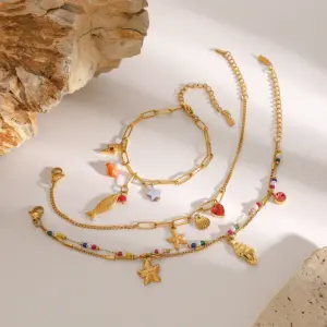 Stainless Steel Gold Bracelet with Charms 10 S82fe2fb1729b415ca5f9dd5284e66a94p