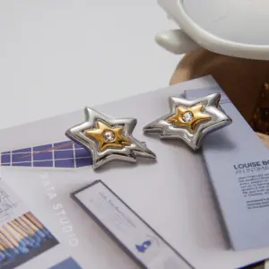 Stainless Steel Star Earrings with Rhinestone 13 S830a3f1de88d4ac5ac2477fba6f5467cS