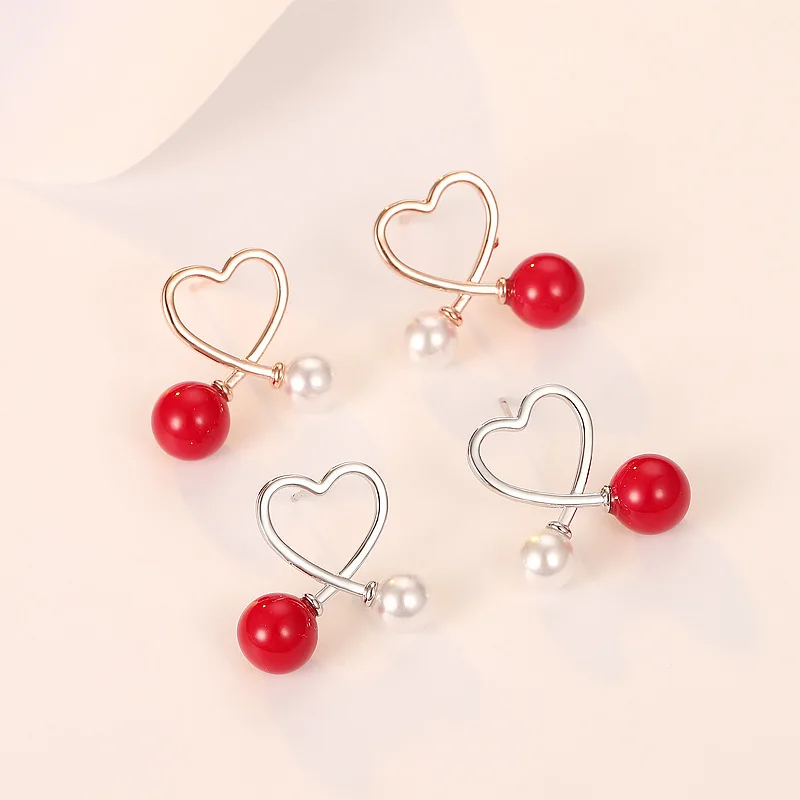 Heart-Shaped Pearl Earrings with Silver or Rose Gold 2 Heart-Shaped Pearl Earrings with Silver or Rose Gold - Image 2