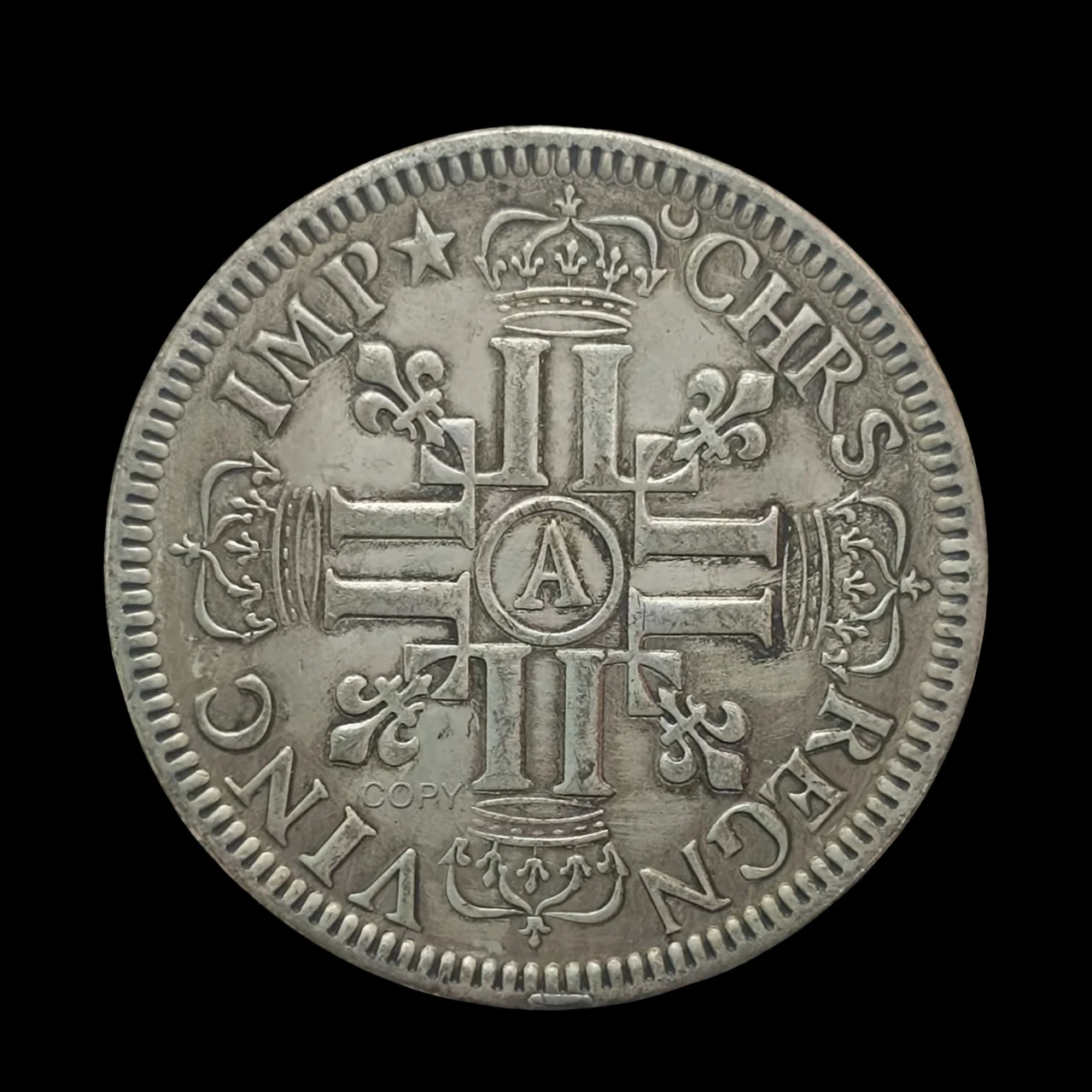 French Louis XIV Copper Coin Replica 38mm 3 French Louis XIV Copper Coin Replica 38mm - Image 3