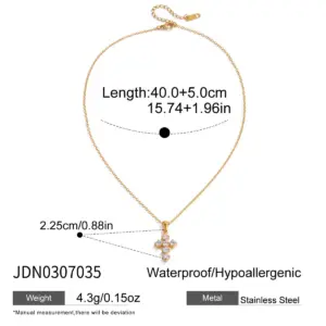 Stainless Steel Gold Cross Necklace JDN0307035 13 S835143311520416c837ace4cbd6468a8f
