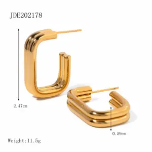 Stainless Steel Geometric Patchwork Earrings 14 S835e08e0a7404d6781e12e5d1f159957w