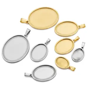 Stainless Steel Oval Pendant Bases Set 10 S839bd1cf2e9f468a9d0d5ef74640e69dm