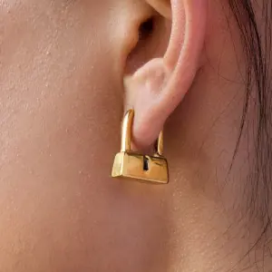Stainless Steel Lock-Shaped Gold Hoop Earrings 9 S83ea0d42f83f4dbcb1710885e09f1ae5E