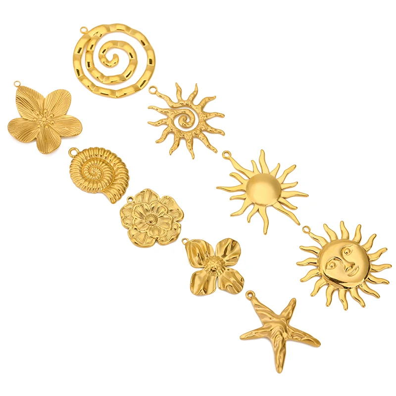 Stainless Steel Charm Set with Natural Motifs 4 Stainless Steel Charm Set with Natural Motifs - Image 4