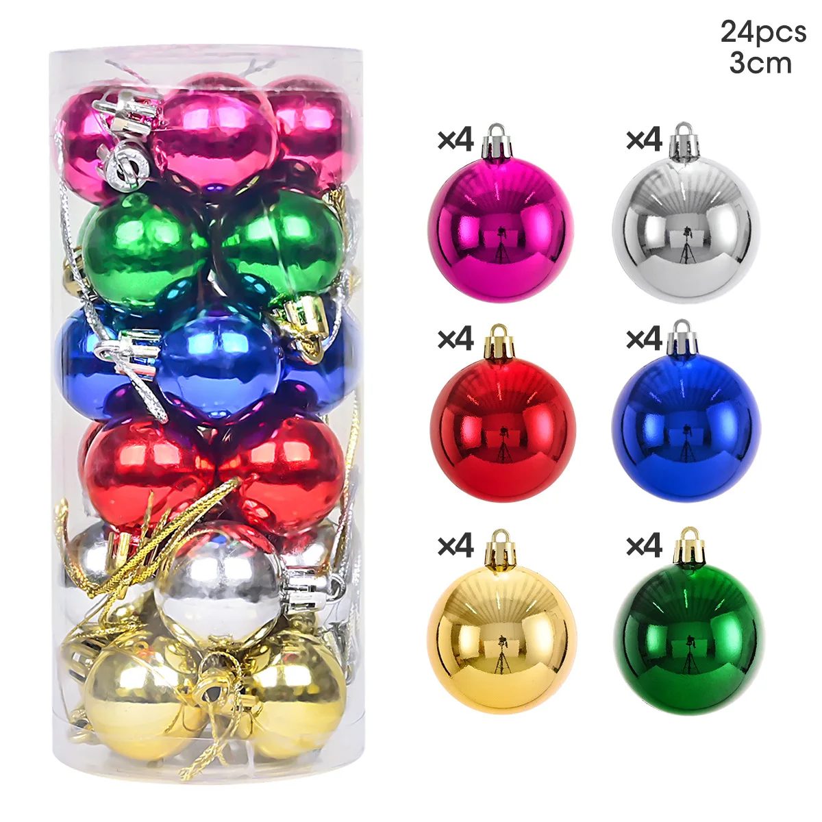 Colorful Christmas Ornament Set – 24 Pieces 7 Colorful Christmas Ornament Set – 24 Pieces - Image 7