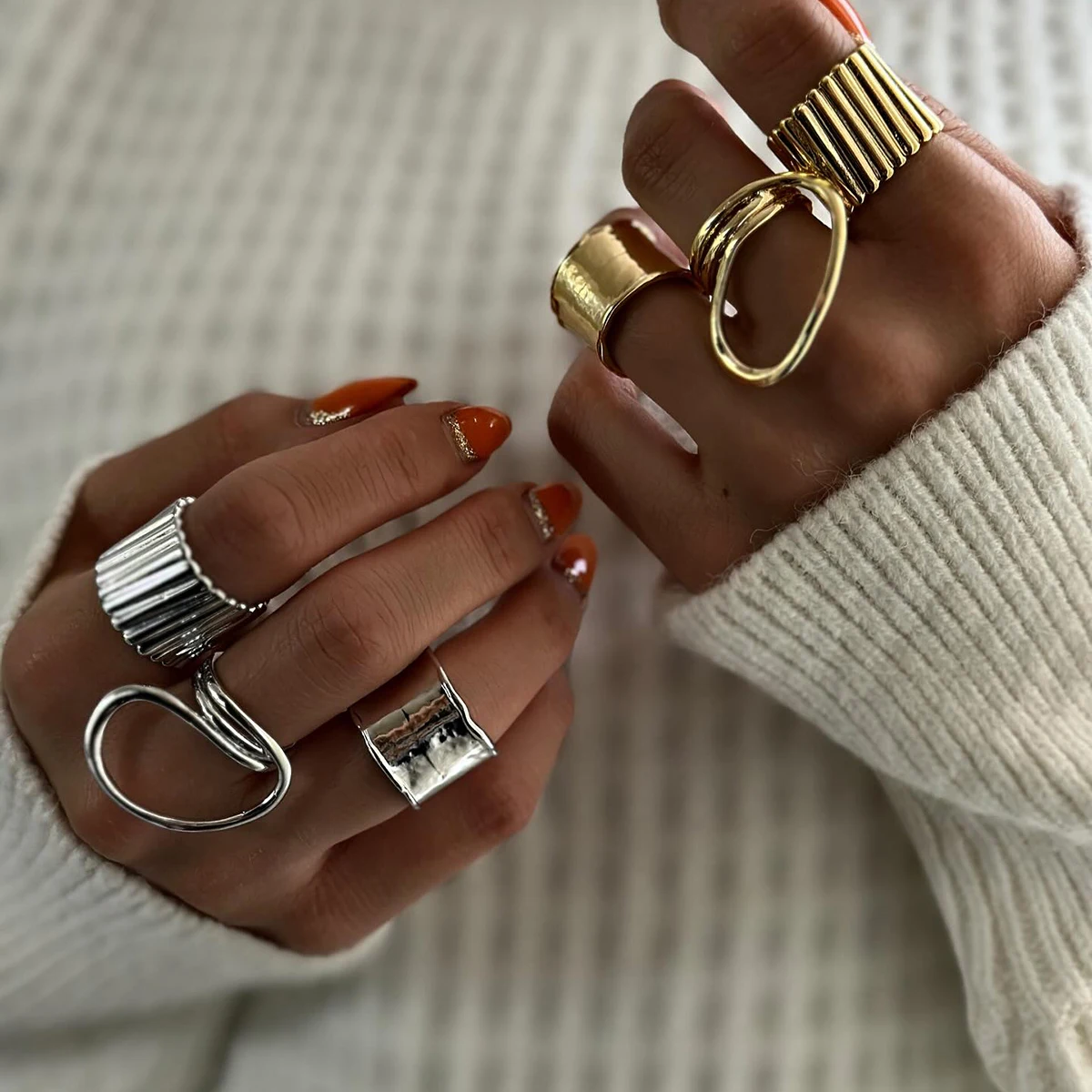 Elegant Gold Stainless Steel Leaf Ring 5 Elegant Gold Stainless Steel Leaf Ring - Image 5