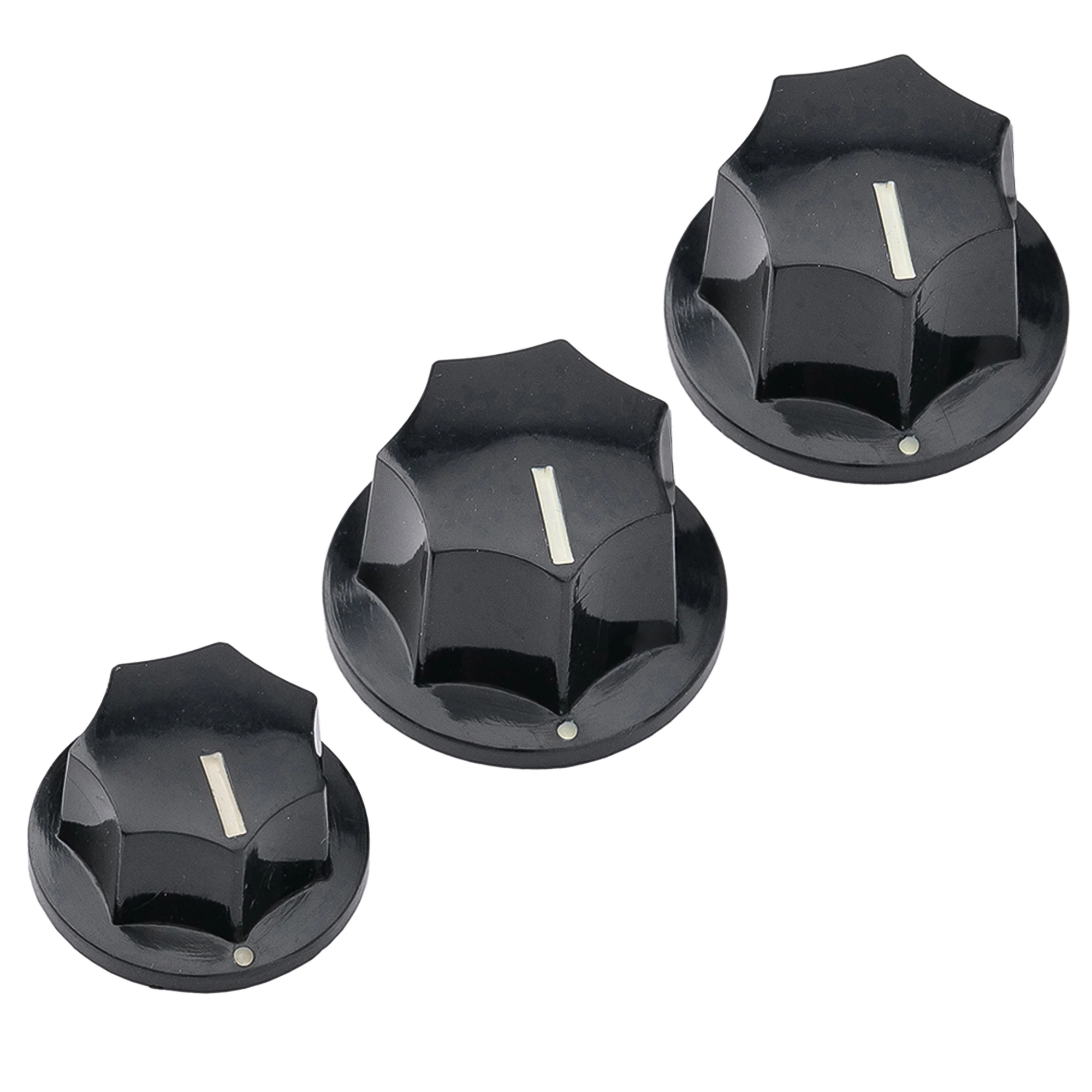 Black Bass Knob Set for Asian-Made Guitars 1 Black Bass Knob Set for Asian-Made Guitars