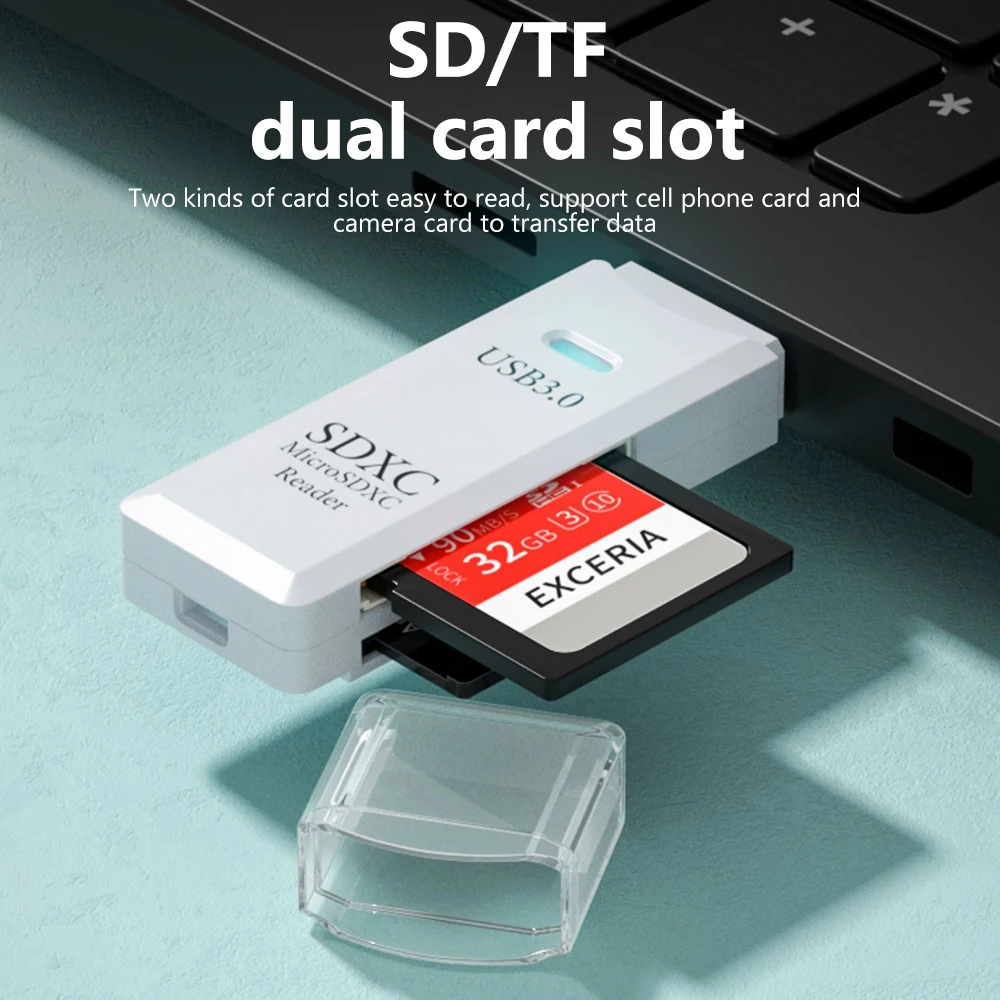 2-in-1 USB 3.0 Card Reader for SD/TF Cards 2 2-in-1 USB 3.0 Card Reader for SD/TF Cards - Image 2