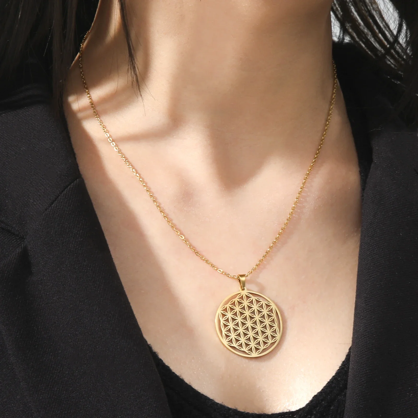 Flower of Life Pendant Necklace in Silver or Gold 2 Flower of Life Pendant Necklace in Silver or Gold - Image 2