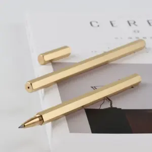 Hexagon Brass Ballpoint Pen with 0.5mm Tip 7 S84ee9e89e32b4a769f0cc808d52c247aB