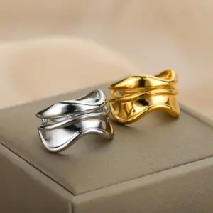 Gold Wave Adjustable Ring with Double-Line Pattern 8 S8512bdf34030478cbeacdcd8c8d61be7r