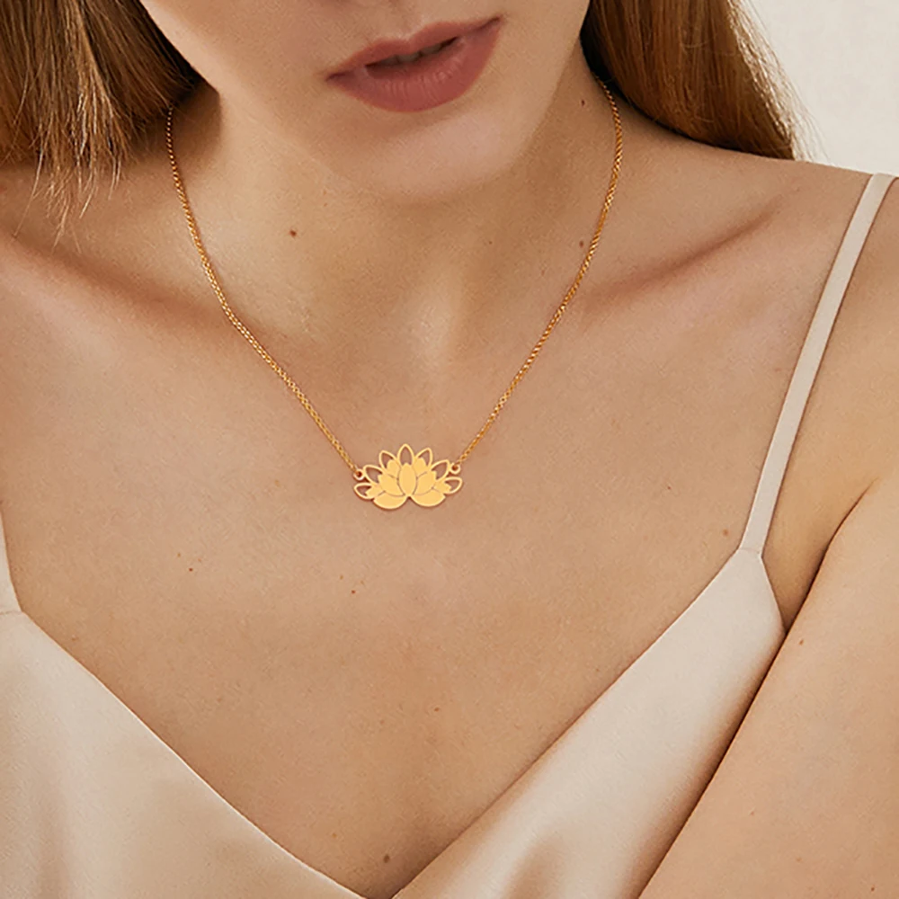 Elegant Lotus Pendant Necklace for Women 3 Elegant Lotus Pendant Necklace for Women - Image 3
